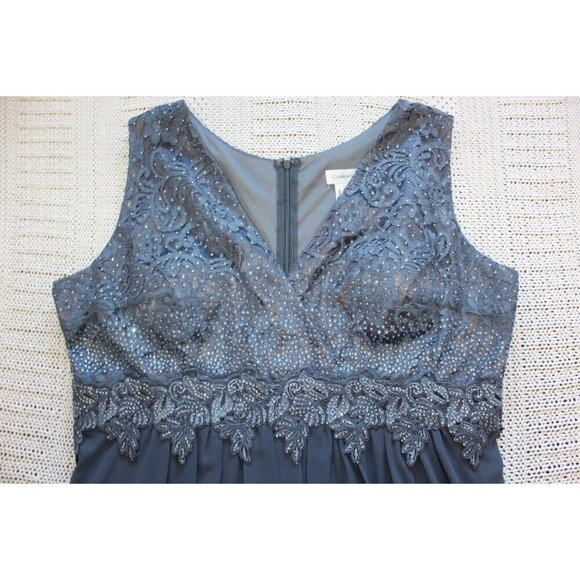 Cinderella Divine Chiffon Maxi Dress 22 Embellished Gown Smoky Blue sleeveless - Picture 7 of 10